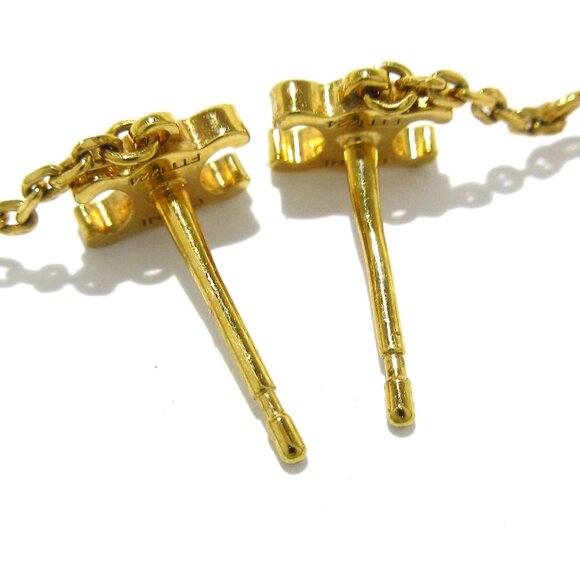 CELINE Trionf Chain Pearl Earrings - Gold Cream Hardware Fake Pearl 390-081725 - Picture 6 of 7